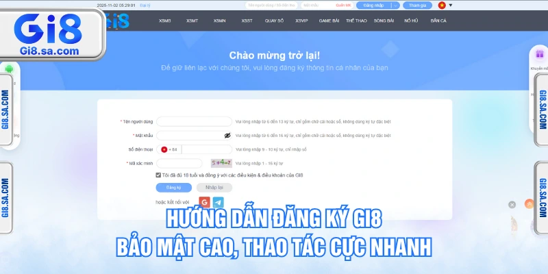 Hướng Dẫn Đăng Ký GI8 Bảo Mật Cao, Thao Tác Cực Nhanh